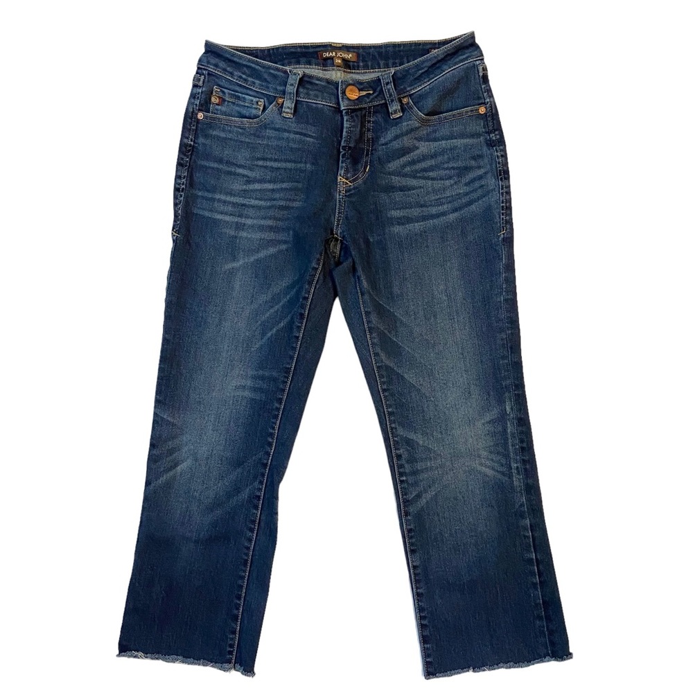 DEAR JOHN Playback Cuffed Cropped Straight Leg Capris Blue Size 26
